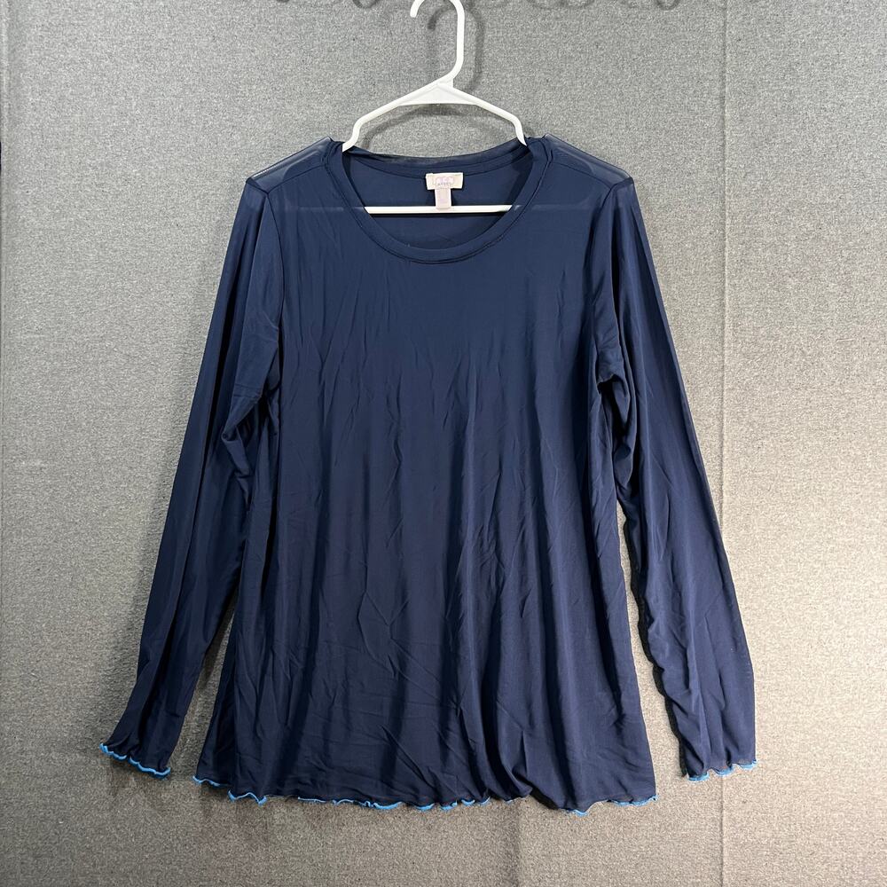 LOGO Layers by Lori Goldstein Mesh Crew Neck Top Ink Size Medium